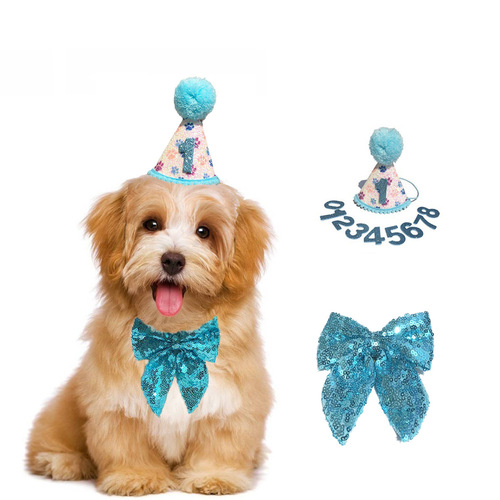 New Cross-Border Pet Hat & Bow Tie: Stylish Cat Party Decorations, Dog Birthday Hats, and Drool Bib Props