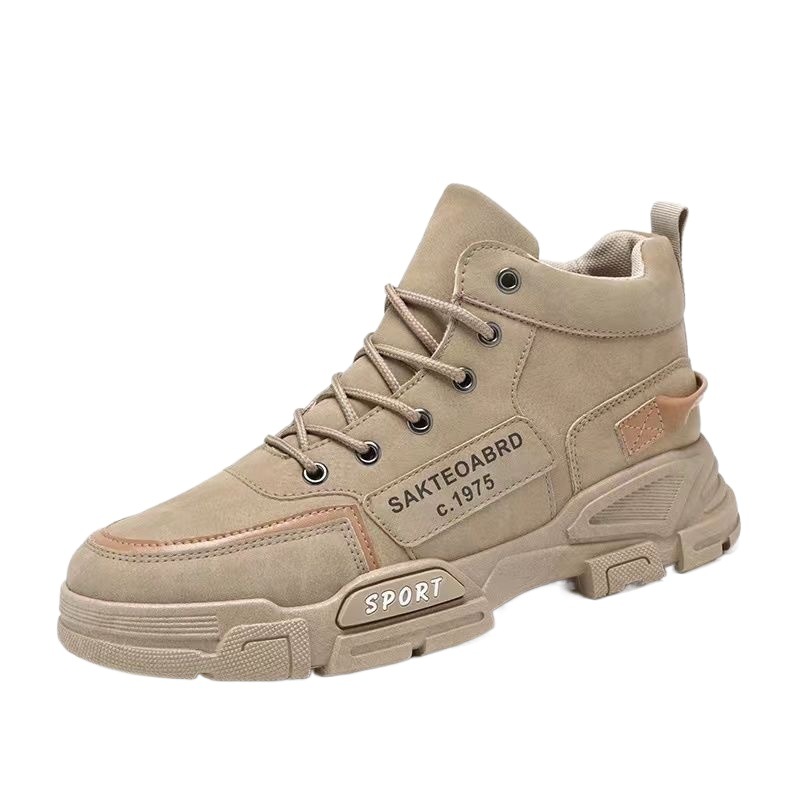 Invierno de los hombres forrados de lana Martin botas de los hombres de alta superior ropa de trabajo zapatos de los hombres de estilo coreano versátil grueso cálido botas cortas de algodón acolchado zapatos de los hombres