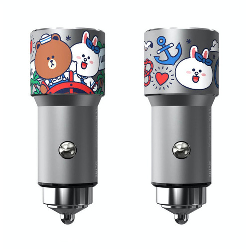 LINE FRIENDS Brown Bear Navigation Star 38W Car Charger with Dual USB Port