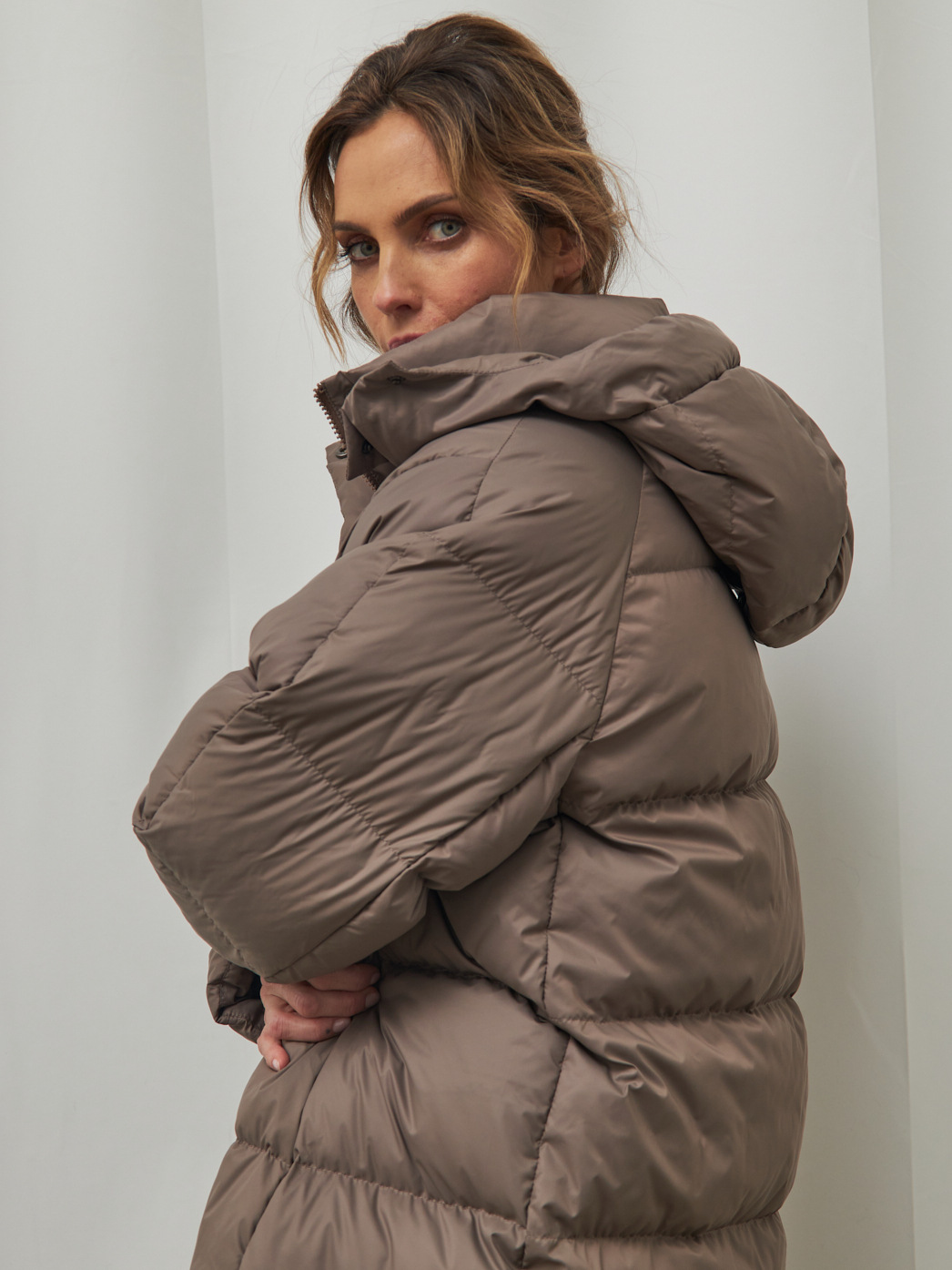 Dames lange donsjas met capuchon warme winterjas_voghion.com