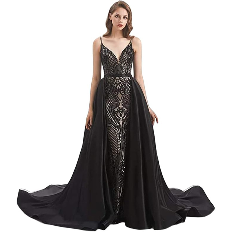 Vestido de Noche para Banquete 2025, Nuevo Estilo, Cola de Pez, Brillante, Elegante, de Alta Gama, para Presentadora, Pasarela, Reunión Anual