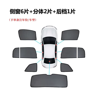 Car curtains, sunshade, sun protection, heat insulation - 6-side-panels-2-middle-panels-1-rear-panel-magnetic-attachment-with-encrypted-mesh-a-class-hatchback-w176-2013-2018-models