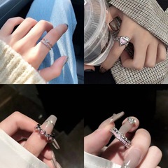 韓系甜美愛心蝴蝶開口戒指女小眾清新氣質精緻輕奢可調節食指戒潮