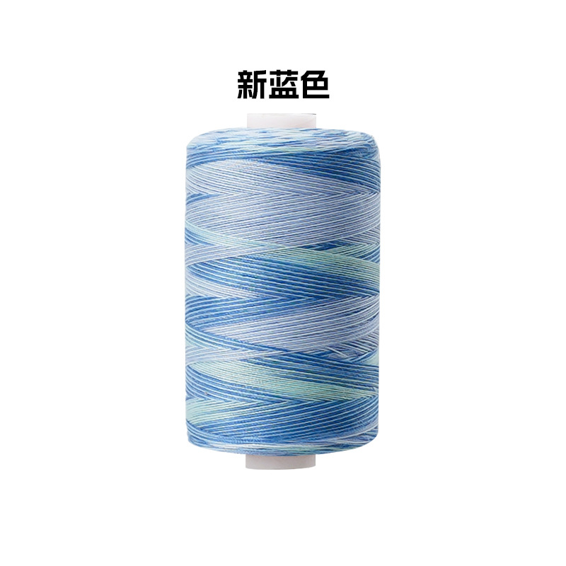 Línea multicolor de poliéster línea de prendas de vestir sección arco iris teñida línea de aguja manual línea de costura multicolor 402 hilo de costura de color