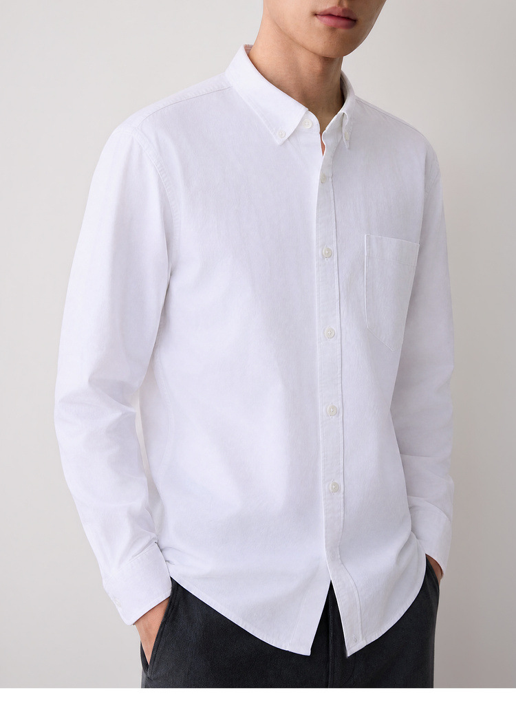Áo sơ mi nam dài tay cotton trơn phong cách công sở — màu xanh nhạt chi tiết 30