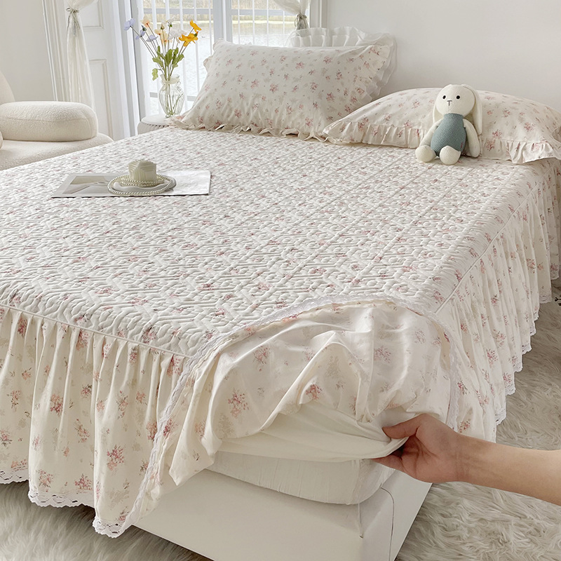 2025 nuevo estilo falda de cama de algodón funda de cama de algodón de una sola pieza sombrero de cama con falda cubierta de delantal de cama universal de cuatro estaciones
