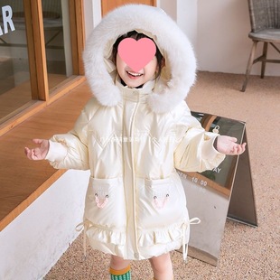 Children's Down Jacket 2024 New Girls' Thickened Mid-length Female Baby's Western Style Korean-style Wash-free White Duck Down Jacket