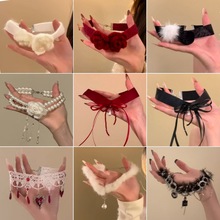 秋冬针织花朵流苏项链简约时尚气质百搭颈链小众设计感个性项饰女