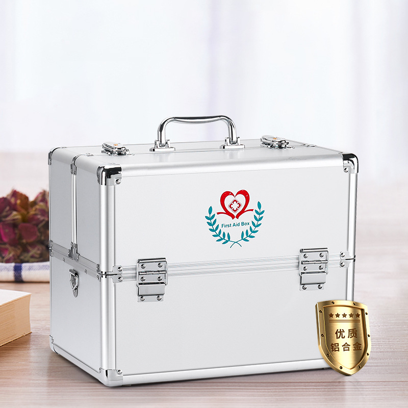 Aluminum Alloy Comprehensive First Aid Medical Box Household Portable First Aid Kit Storage Box Large Capacity Direct Sale from Manufacturer