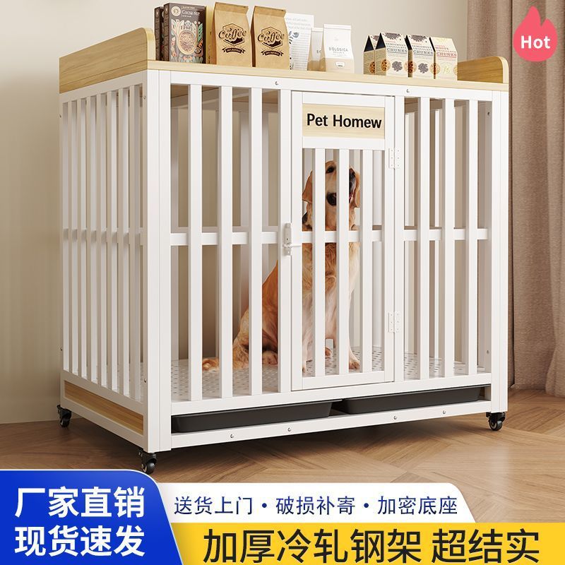 Gran jaula de perro doméstica interior con polea de extracción rápida tipo marco de hierro jaula de perro pintada para fortalecer la casa de perros