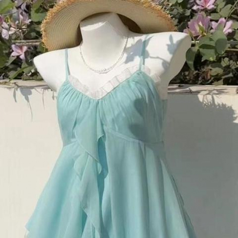 マーメイドラブソングロングスカートスーツヴィンテージレトロシフォントップスーツスリム夏|undefined