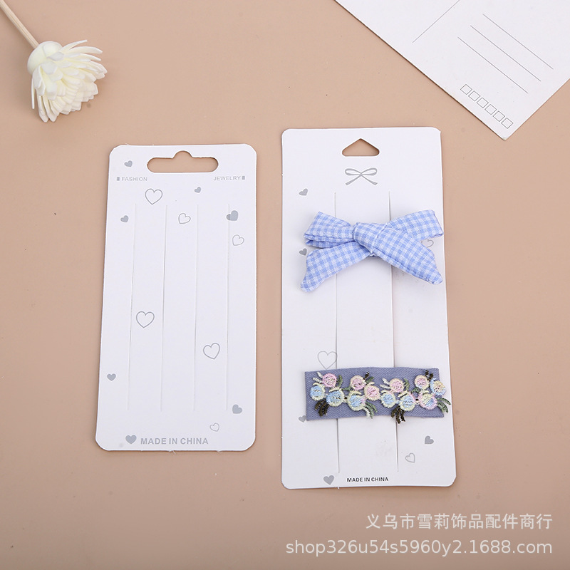 韩版发夹diy包装卡纸发卡饰品卡纸长款发饰白色爱心纸卡100张批发