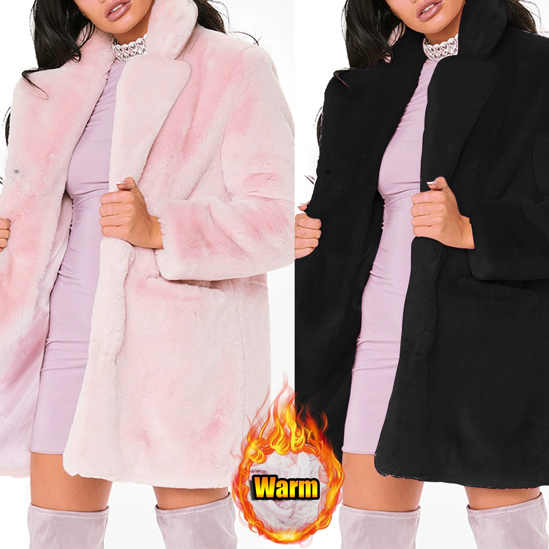 Трансграничная Amazon Европа и США зимняя женская мода элегантный однорядный плюшевый длинный пиджак