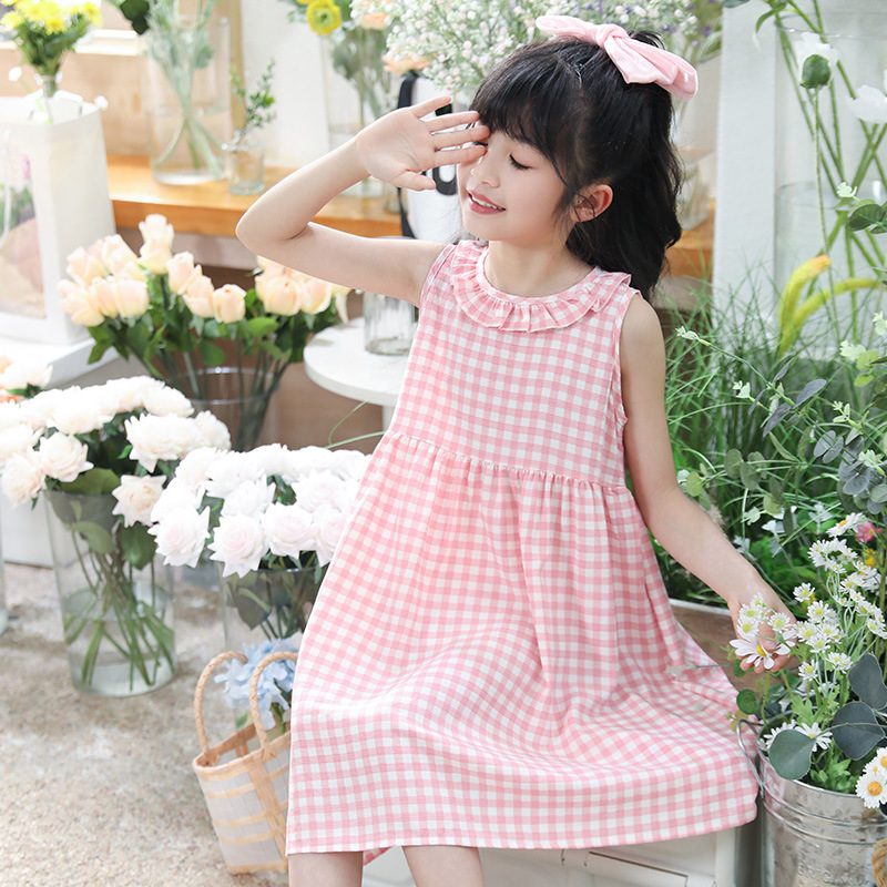 Girl's Dress Summer Thin Cute Fashion Stylish Korean Style Children's Vest Trendy Bubble Crepe Princess Skirt Children's Skirt
