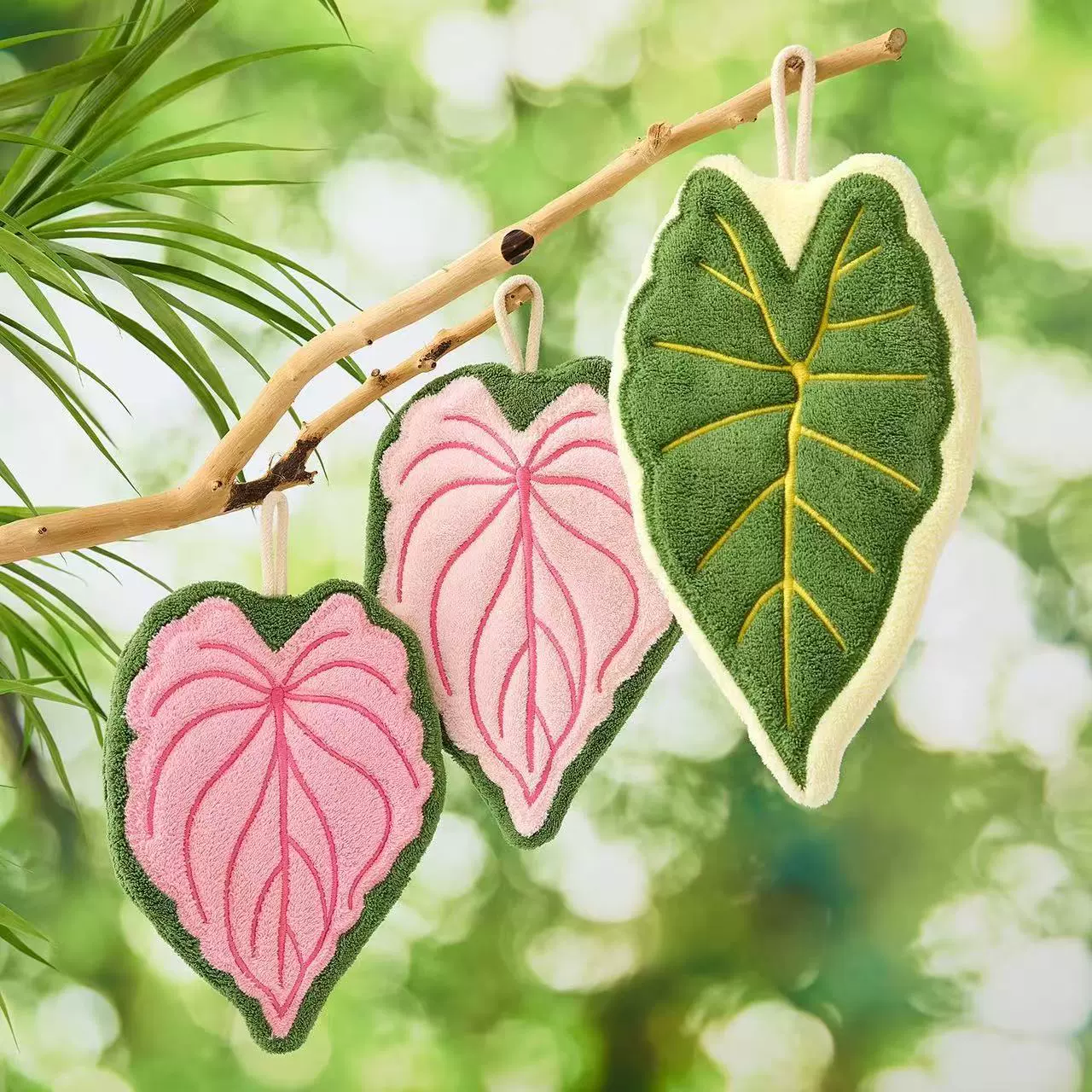 叶子珊瑚绒擦手巾可爱吸水不掉速干挂式加厚儿童家用厨房毛巾抹布