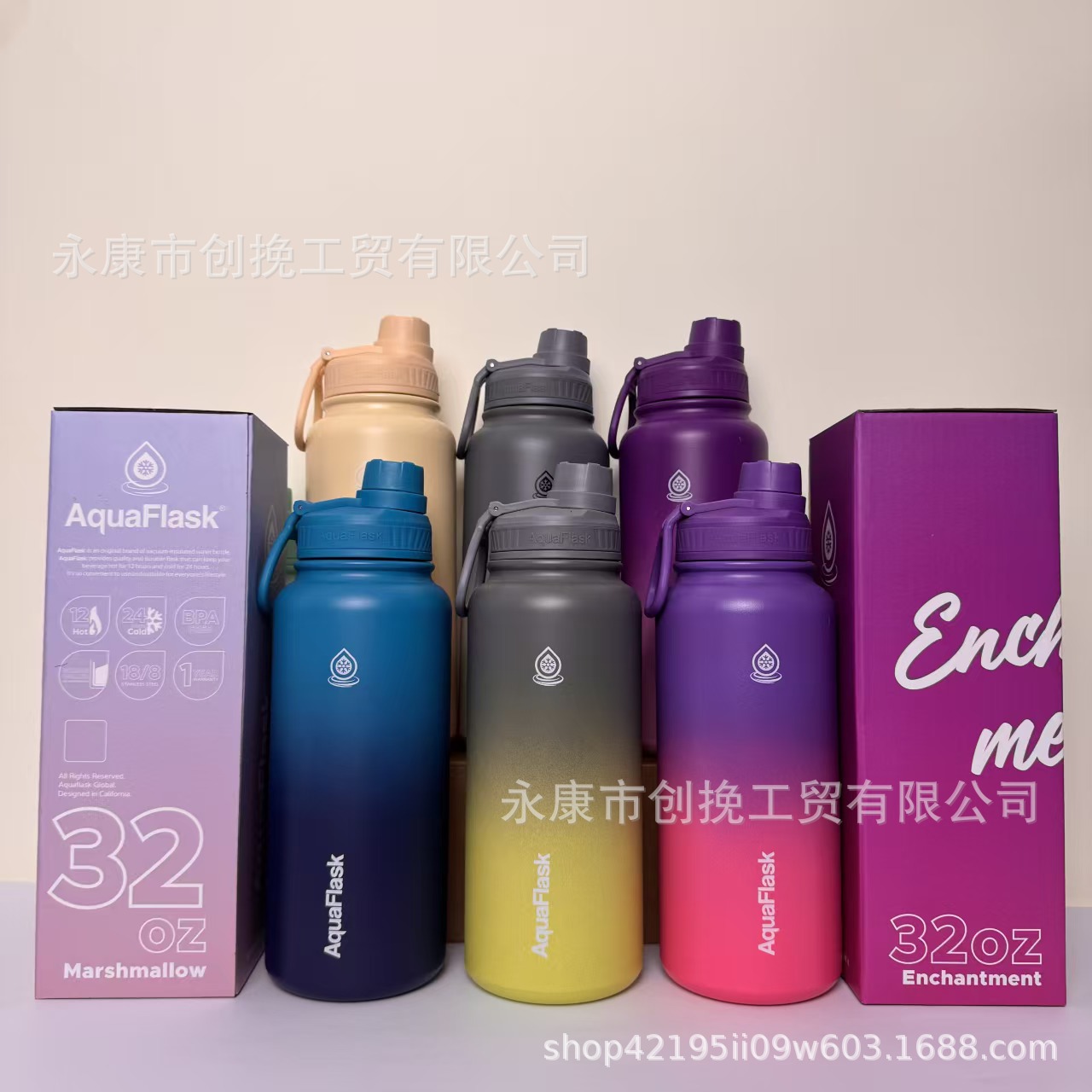 AQ跨境爆款304不锈钢水杯保温杯渐变太空壶大容量户外运动水杯