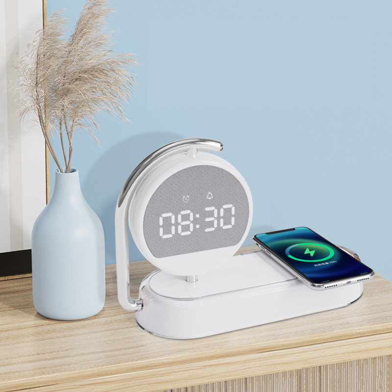 アマゾンのデスクトップ時計目覚まし時計無線充電小夜灯電気スタンド携帯電話イヤホン三合一無線充電器|undefined