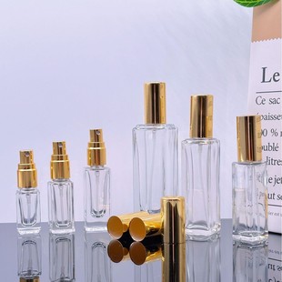 Press Transparent Glass Square Empty Bottle Essential Oil Lotion Dropper Press Skin Care Product Sub-Bottle Essence Sample
