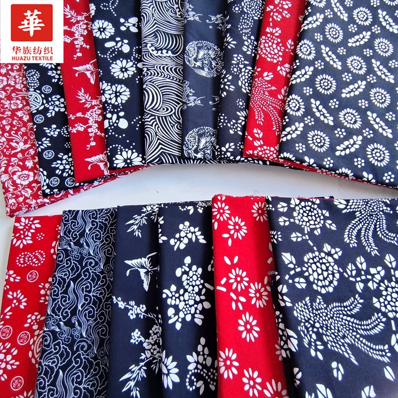 平纹加厚全棉蓝花布 青花瓷中国风棉服 布鞋 民族舞台服 布料现货