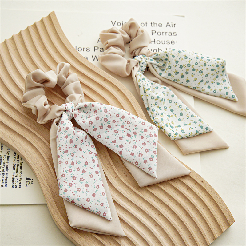 Fashion Ditsy Floral Cloth Printing Pleated Hair Tie 1 Piece display picture 4