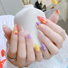Rainbow two-color painted nail stickers with bow, french style, gradient, ready-made product, wholesale