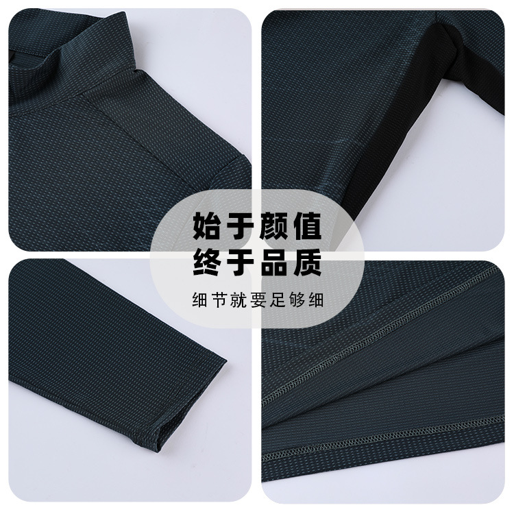 Nuevo patrón oscuro de los hombres del collar del soporte ropa de fitness deportes running entrenamiento ropa de golf de alta elasticidad de secado rápido de manga larga Camiseta de los hombres