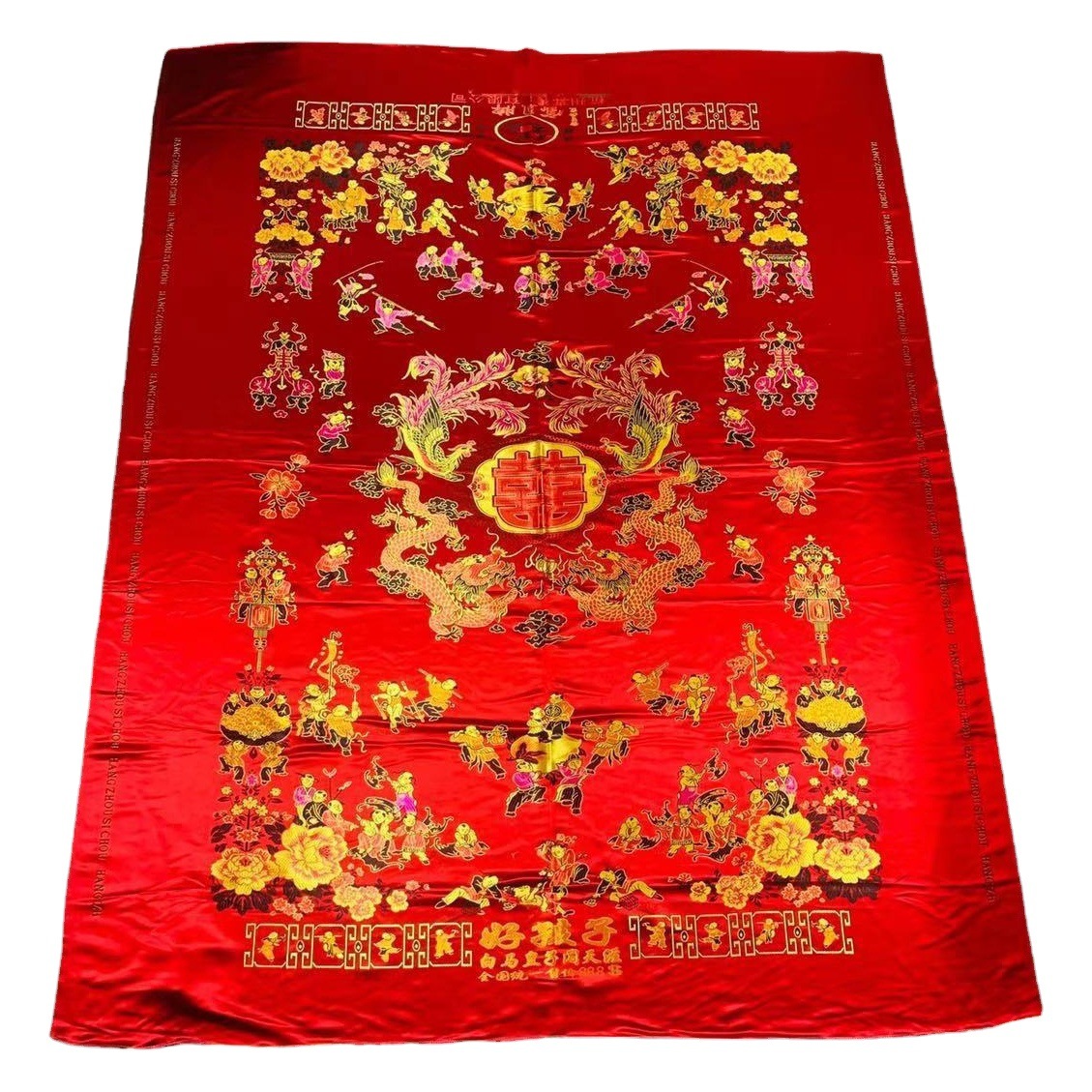 Factory supply wholesale Hangzhou silk quilt cover happy quilt old quilt surface wedding festive quilt cover fabric