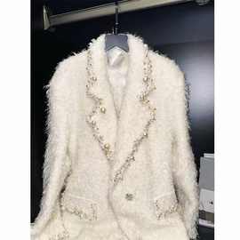 高级感名媛风中长款呢子大衣轻奢小众设计感毛呢外套女冬季新款