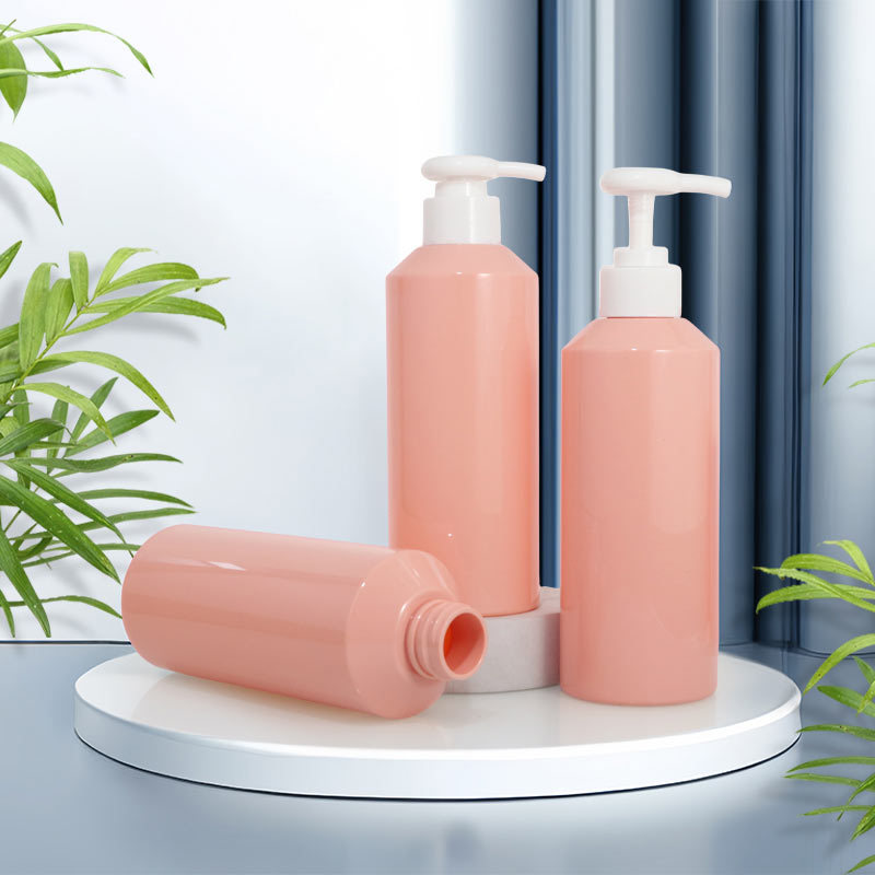 供应翻盖挤压透明瓶300ml矮胖圆形乳液瓶一次性化妆品分装空瓶子