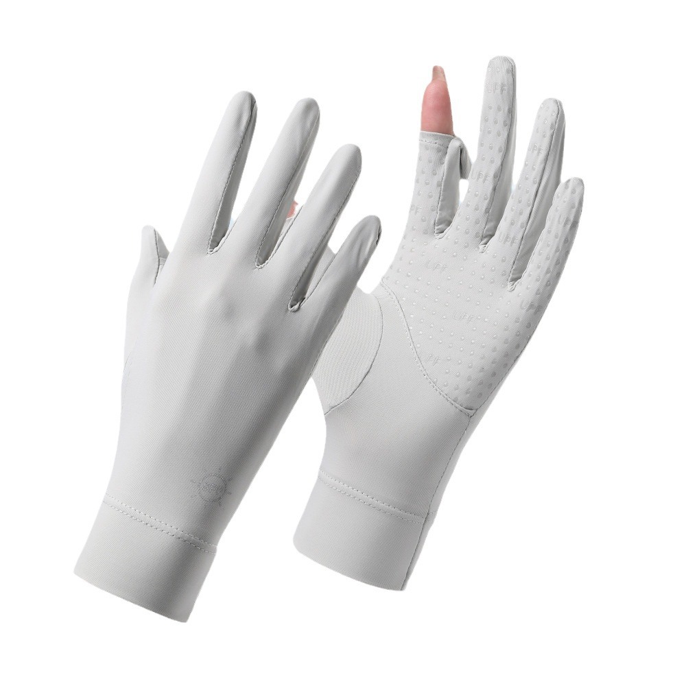 Guantes de protección solar de verano para mujer, seda de hielo, protección UV, estilo fino al aire libre, conducción, guantes de pantalla táctil cortos antideslizantes