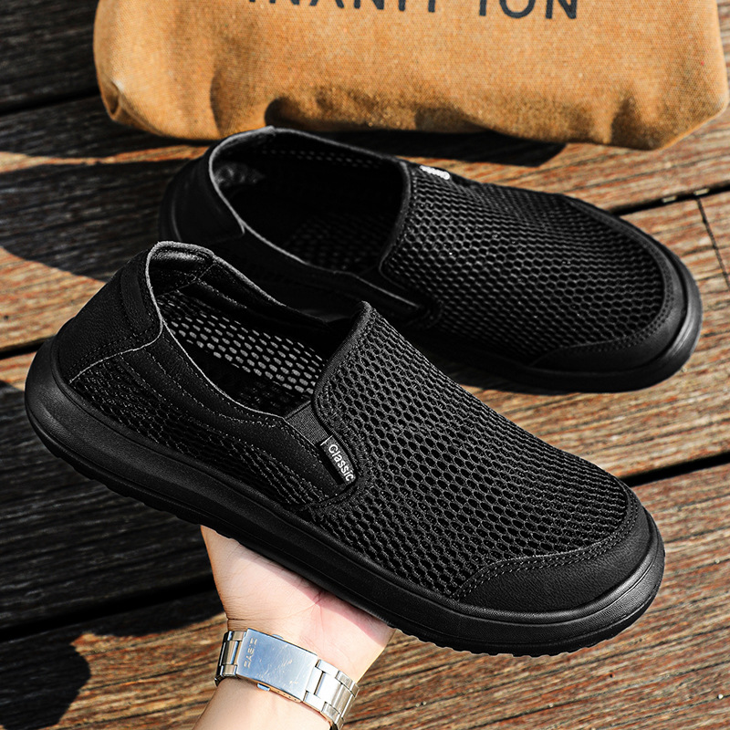 2025 verano hombre al aire libre zapatos casuales ligeros zapatos de malla huecos tendencia de un pedazo de zapatos de malla 48 image 4