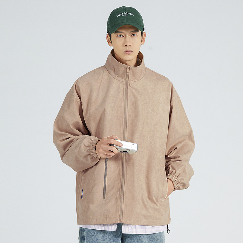 2026 otoño americano retro camiso de cremallera de color sólido chaqueta de béisbol corta abrigo suelto delgado chaqueta de cuero casual