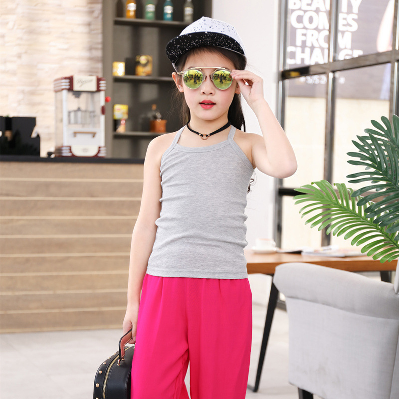 Camiseta de algodón para niños en forma de I para niñas pequeña camisola para niños ropa interior para niñas de verano