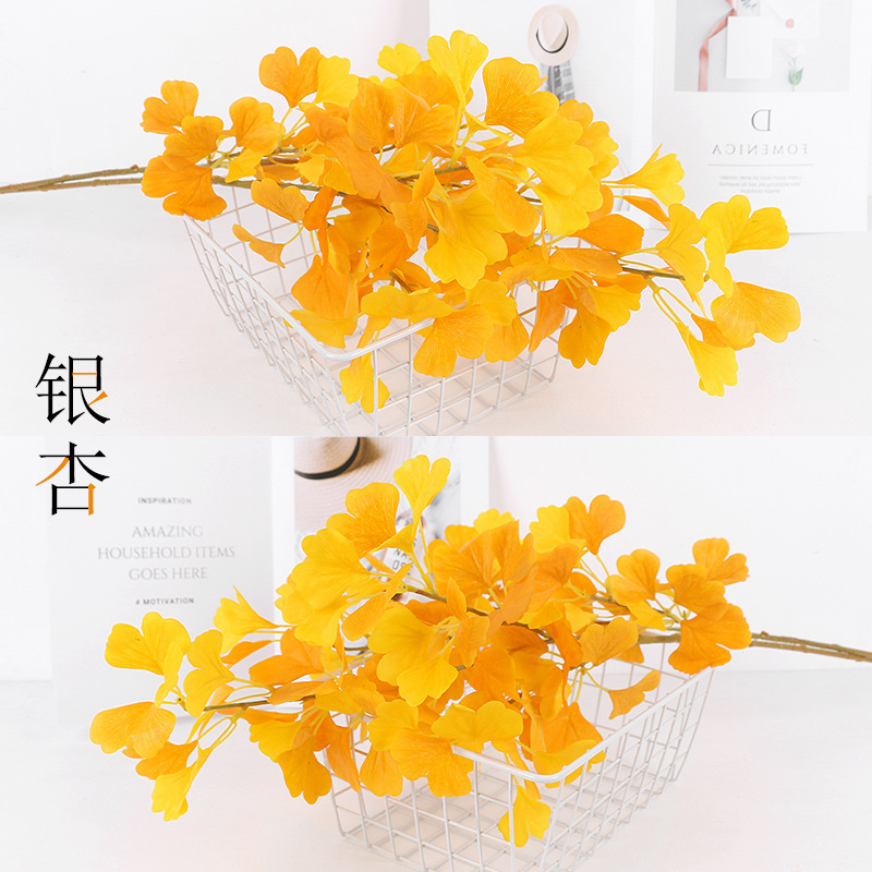 Simulated Ginkgo Leaves, Decorative Leaves, Fake Leaves, Plastic Branches, Silk Flowers, Banyan Leaves, White and Yellow, Wedding Decorations Simulated Ginkgo Leaves, Decorative Leaves, Fake Leaves, Plastic Branches, Silk Flowers, Banyan Leaves, White and Yellow, Wedding Decorations