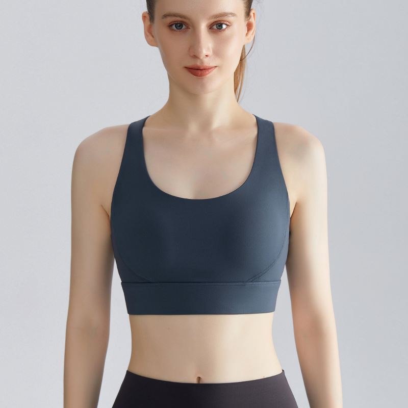 Wiman nueva ropa interior deportiva femenina taza fija a prueba de choque delgada running poliesterona malla vacía hermosa ropa interior de yoga