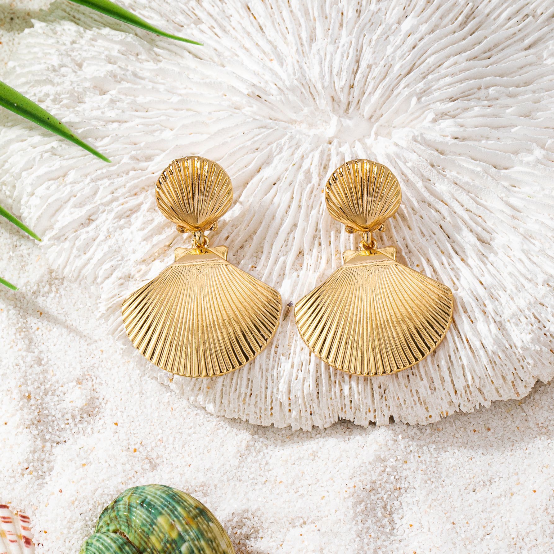 European American Cross-border Alloy Pendant Earrings, Fashionable And Fresh Ocean-style Elegant Shell Element Jewelry Wholesale_voghion.com