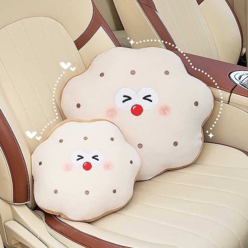 Car Headrest, Cute Pillow, Neck Pillow, Cartoon Toast Bread Biscuit, Car Lumbar Support Decoration, All Year Round