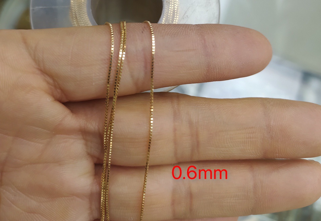 10K 노란색 상자 체인 약 0.6mm 폭 반제품