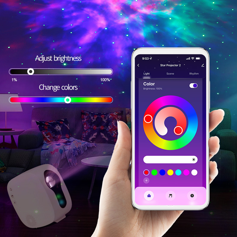 落書きAPP星空投影灯スマートwifi星空灯小夜灯星光水波紋灯雰囲気灯|undefined