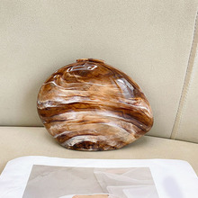 个性创意时尚小众设计亚克力包包贝壳包石头纹琥珀手拿斜挎包