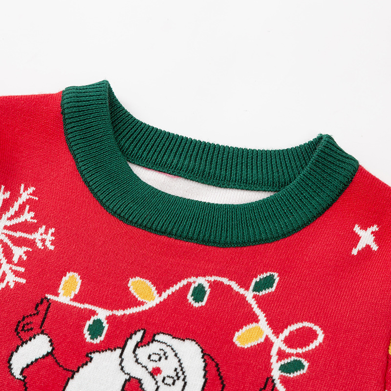Fábrica de fuentes nuevos niños europeos y estadounidenses suéter de Papá Noel niños y niñas dibujos animados Jacquard top top jersey