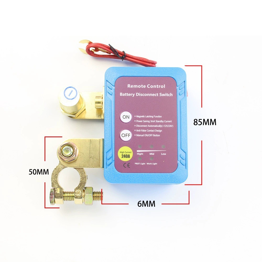 Universal 12V/24V high-current battery disconnector for cross-border trucks and cars, anti-drain protection switch with intelligent remote control