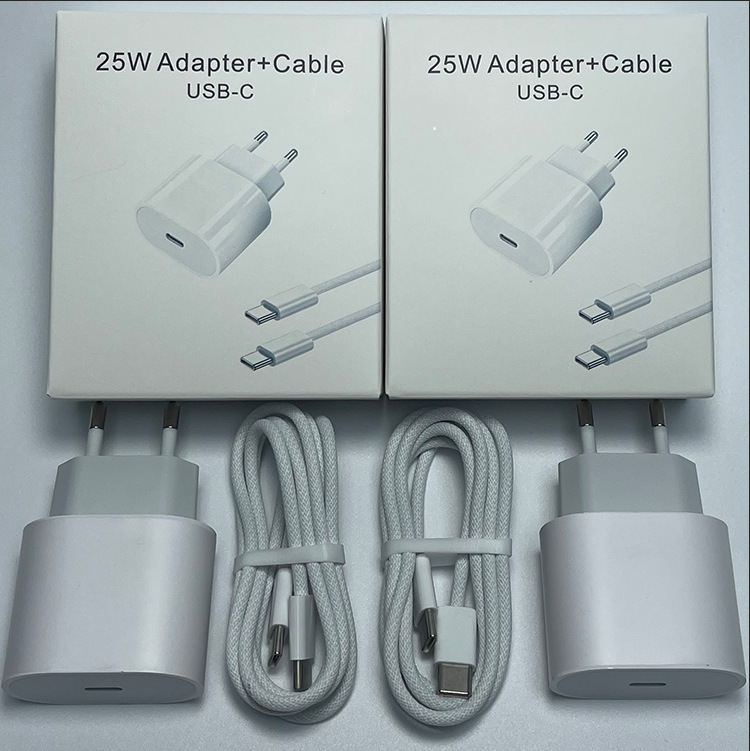 Suitable for Iphone15 Charger, Dual C-C Apple 16 Fast Charging Head, Braided Charging Cable Set, European Standard Charger Suitable for Iphone15 Charger, Dual C-C Apple 16 Fast Charging Head, Braided Charging Cable Set, European Standard Charger
