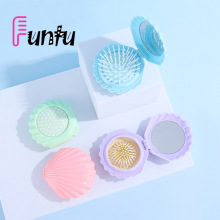 贝壳折叠镜梳便携注塑糖果色发梳可爱女生美发梳ins马卡龙气囊梳