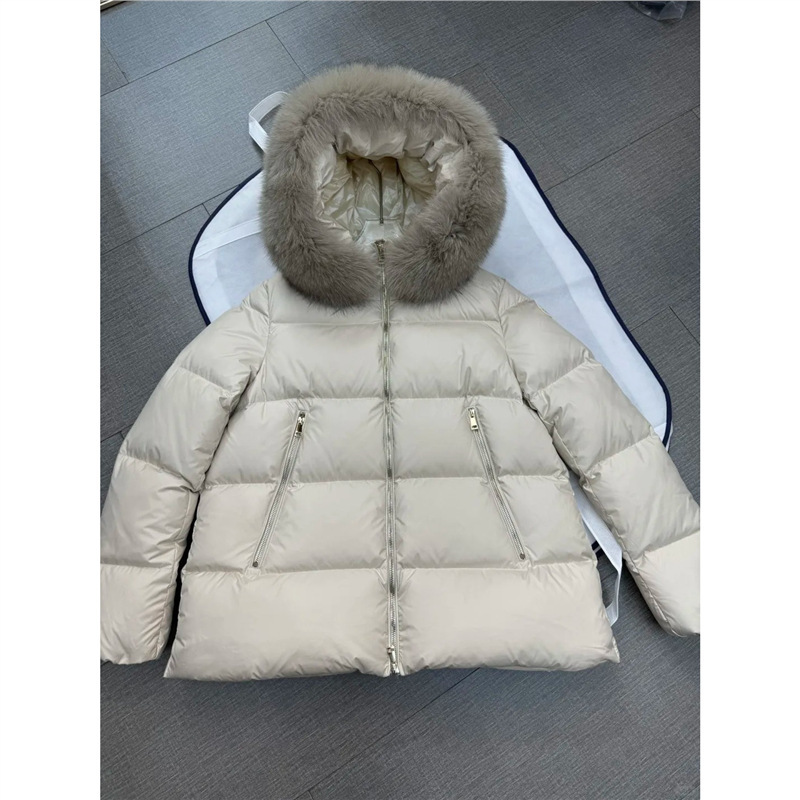 Mengjia Correct Version 25 Autumn/Winter New Women's Large Fur Collar down Jacket Coat, Cold-Proof, Warm, Casual, Versatile, with Hood