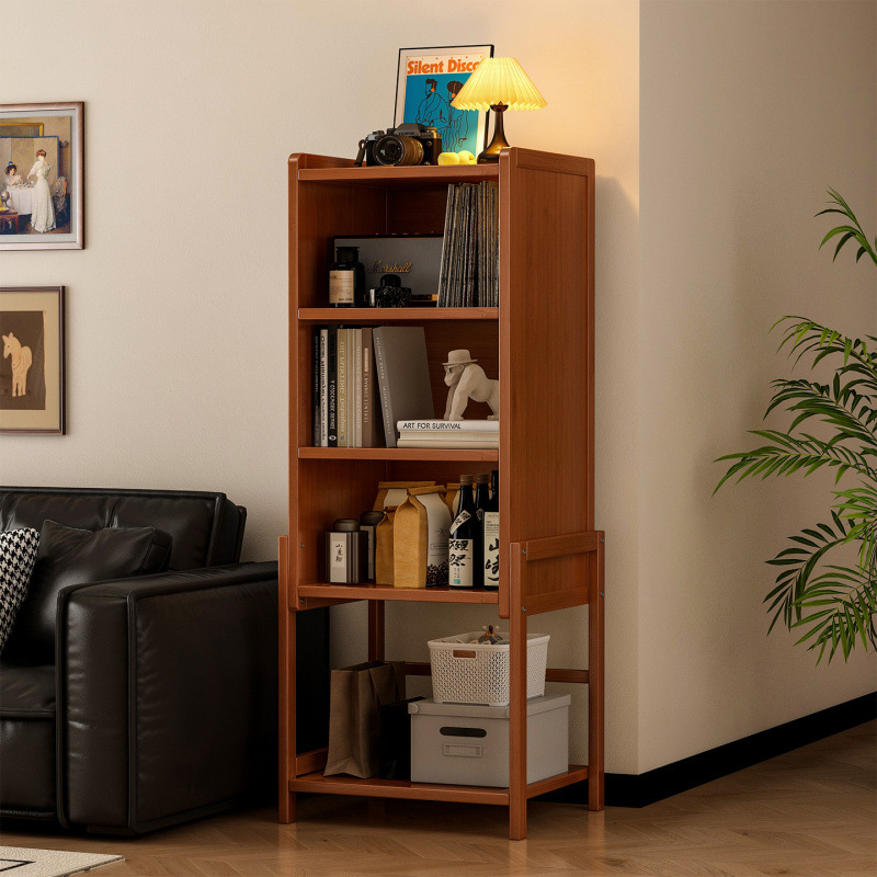 Small Bookshelf Floor-Standing Storage Rack Small Bookcase Next to the Desk Living Room Tv Cabinet Wall Storage Multi-Layer Magazine Rack