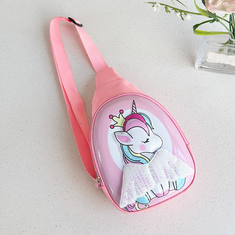 Cute y divertido bolso de pecho para niños y niñas de dibujos animados lindo caballo bolso de mensajero de bebé con cáscara de huevo ligero nuevo bolso de cambio para niños
