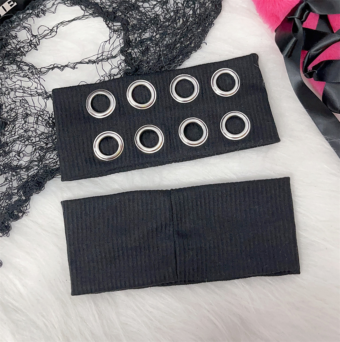 Grupo de chicas Punk Metal Circle Elástico Correa para el cabello coreana ins Dulce y fresco de ala ancha Elástico retro Accesorios para el cabello Li Cailin Mismo estilo