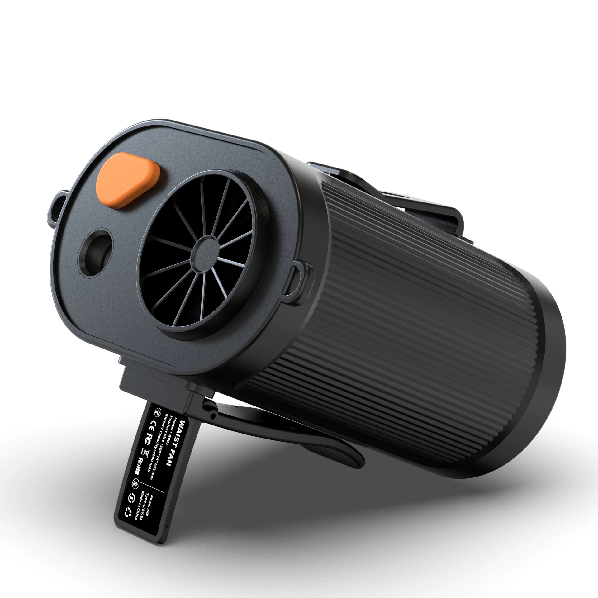 Портативный поясной вентилятор для строительных площадок, компактный охлаждающий вентилятор с мощным потоком воздуха, низким уровнем шума и длительным временем автономной работы.