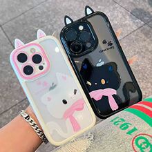 黑白小猫耳朵款适用华为mate70pro手机保护套pura80nova14/13荣耀